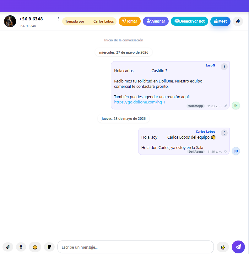 Cola de contacto automático de DoliAgent